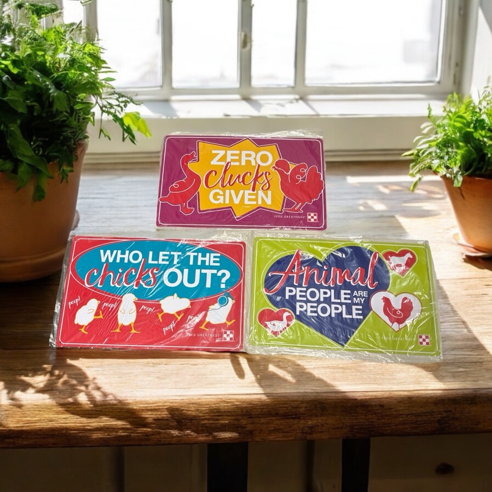 Set of 3 General Mills Metal Chicken Signs License Plates Rectangular 11”x7”